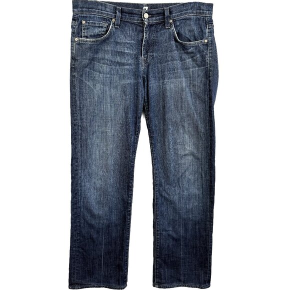 7 For All Mankind Austyn Relaxed Straight Leg Jeans Dark Wash Men’s 34 - Picture 1 of 13